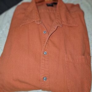 Mens GAP Heavy Flannel Shirt, Orange, Size XXL